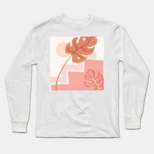 Monstera meets sun #minimalism #digitalart Long Sleeve T-Shirt